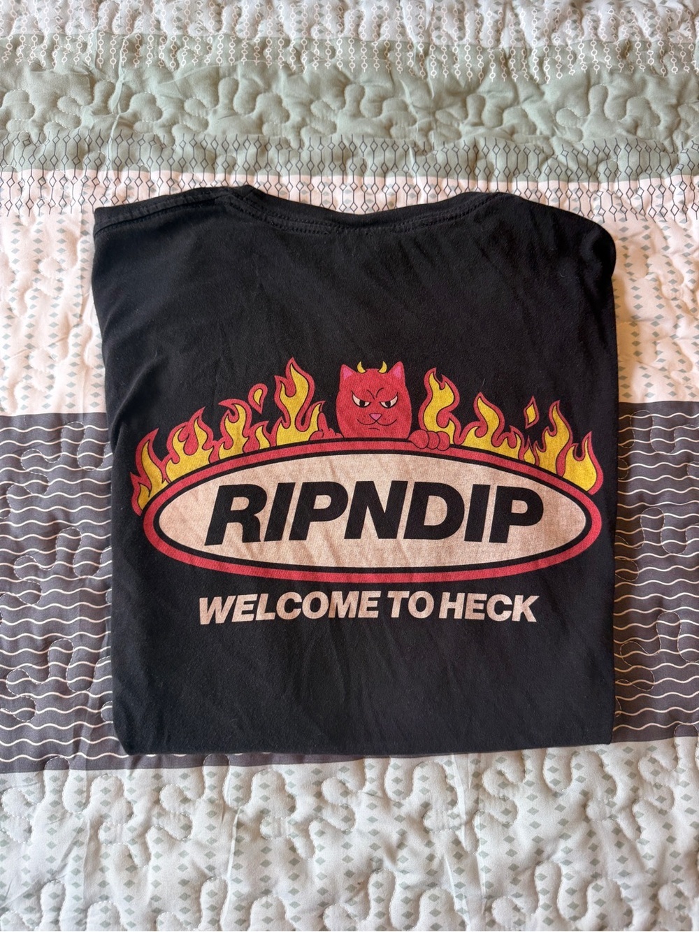 Ripndip Black Tee with Flaming Devil Graphic